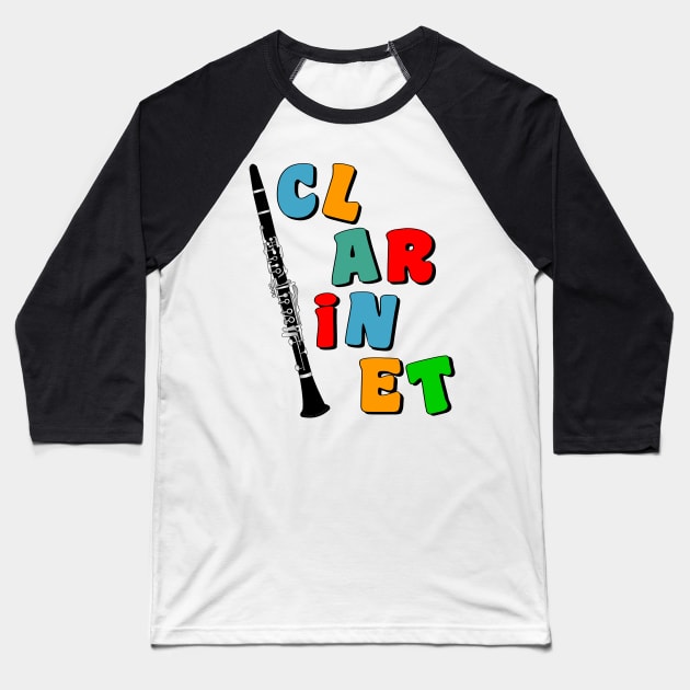 Colorful Clarinet Baseball T-Shirt by Barthol Graphics